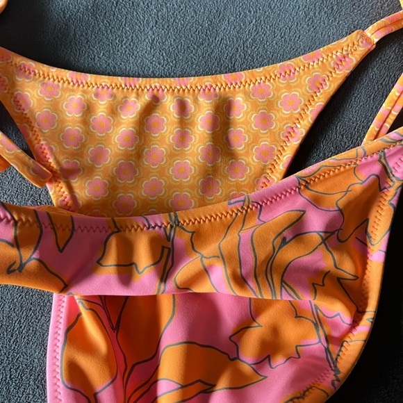 Wild Fable Reversible Floral Pink and Orange Bikini Set XL Extra Large Top / XS - Picture 10 of 12